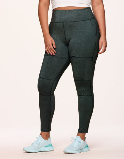 Haley Heathered Cargo Legging Plus Verde