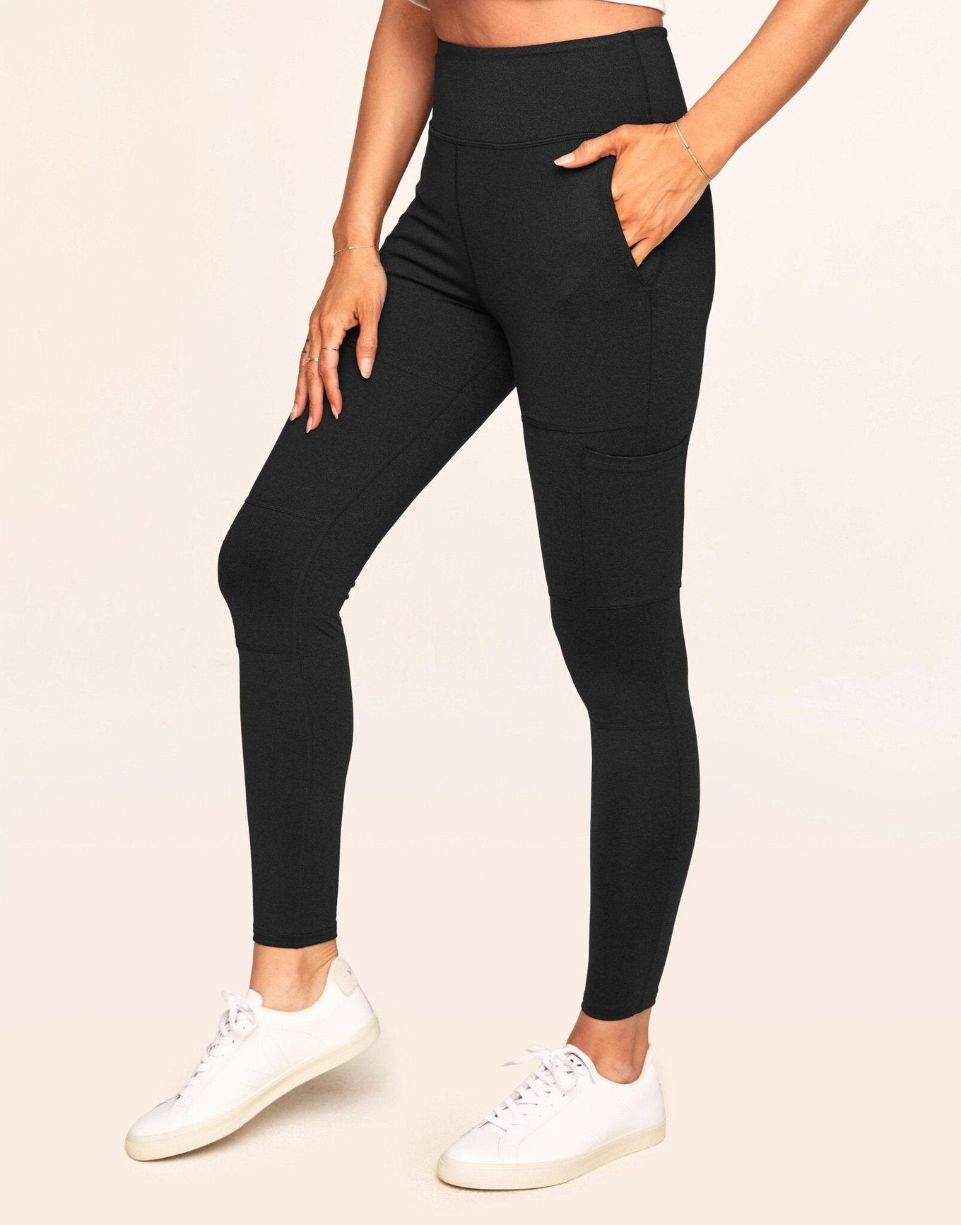 Haley Heathered Cargo Legging Negro