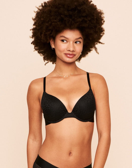 Kendall Lace Plunge Push Up Bra Push Up Negro