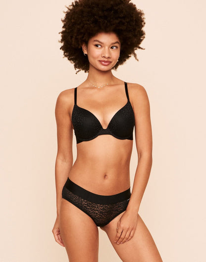 Kendall Lace Plunge Push Up Bra Push Up Negro