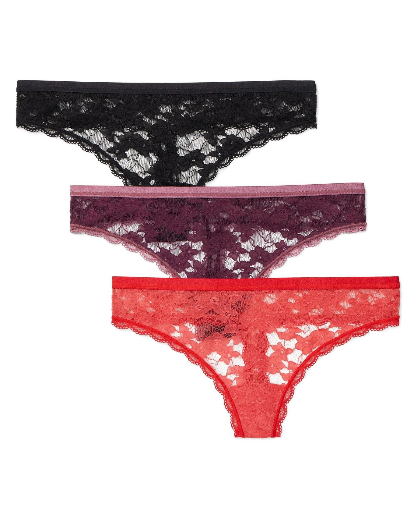 Cori Allover Lace Pack Tanga Plus Negro