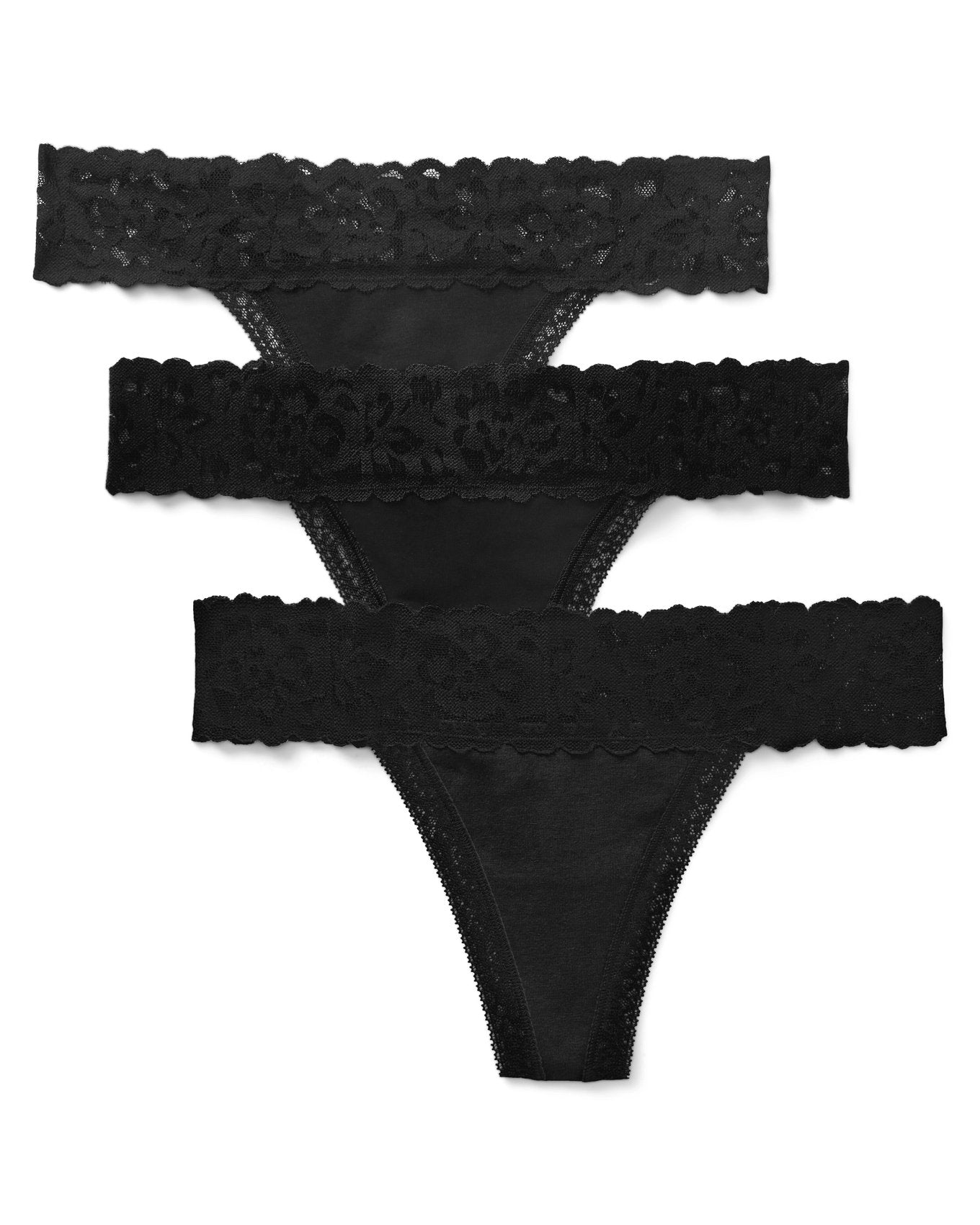 Kourtney Cotton Pack Tanga Plus Negro