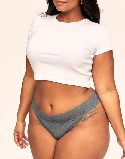 Kourtney Cotton Pack Tanga Plus Gris