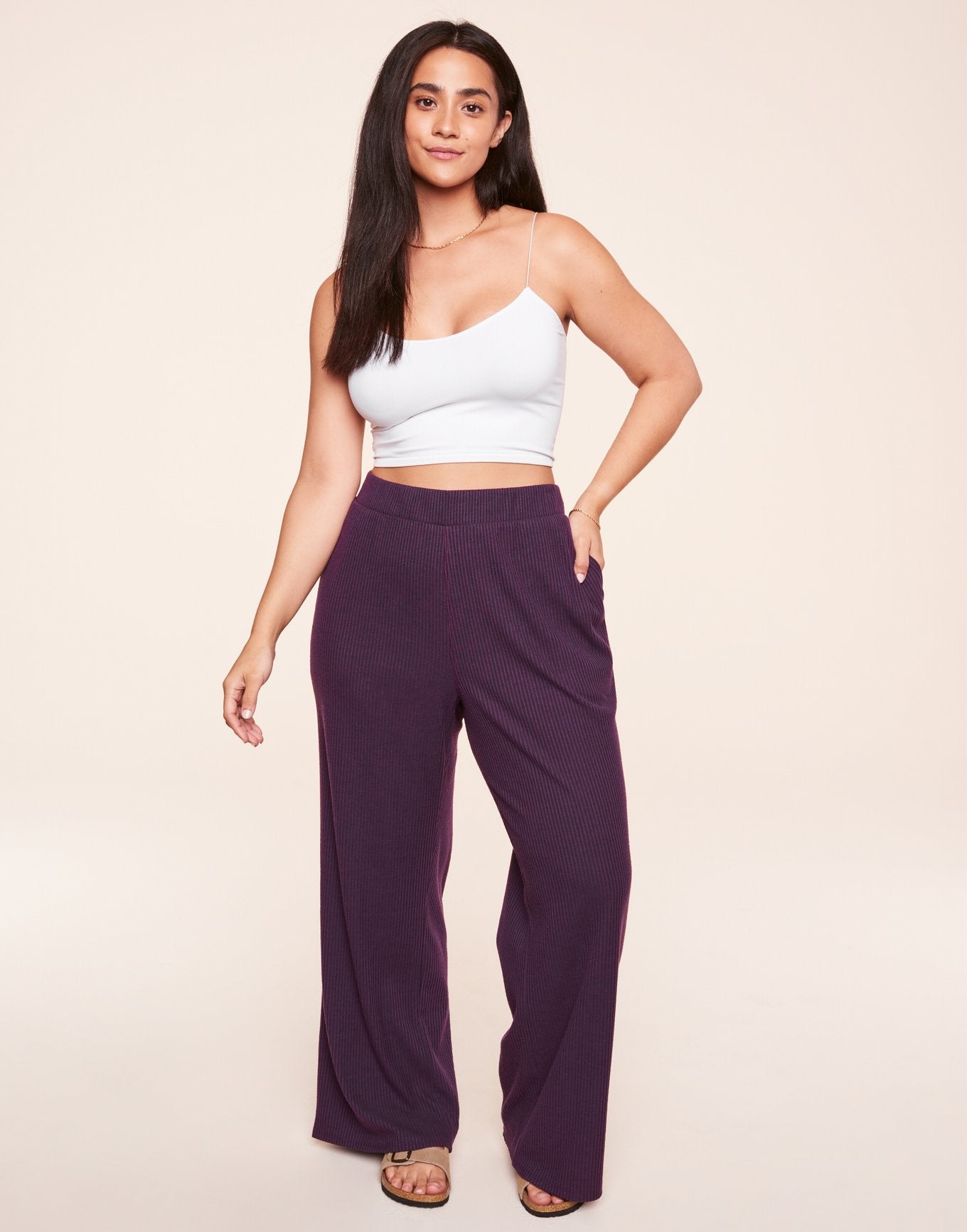 Riley Rib Lounge Pant Plus Morado