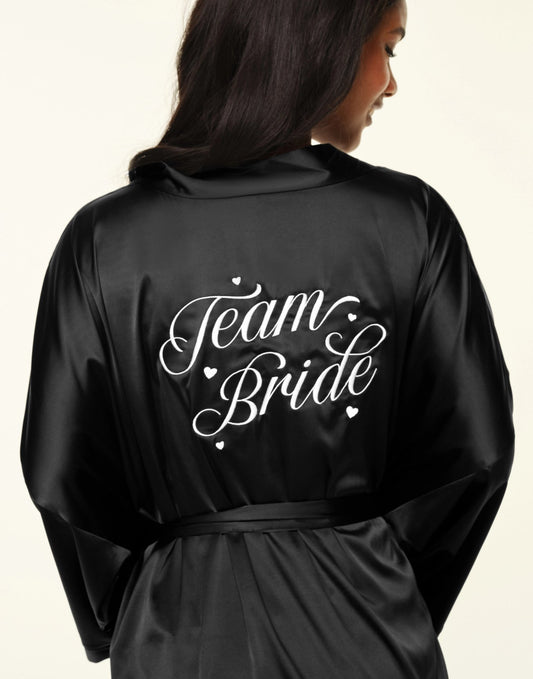 Team Bride Satin Robe Negro