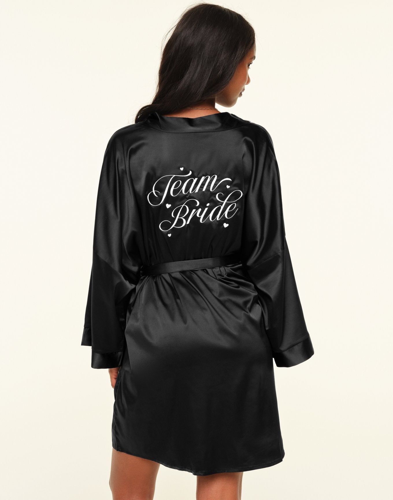 Team Bride Satin Robe Negro