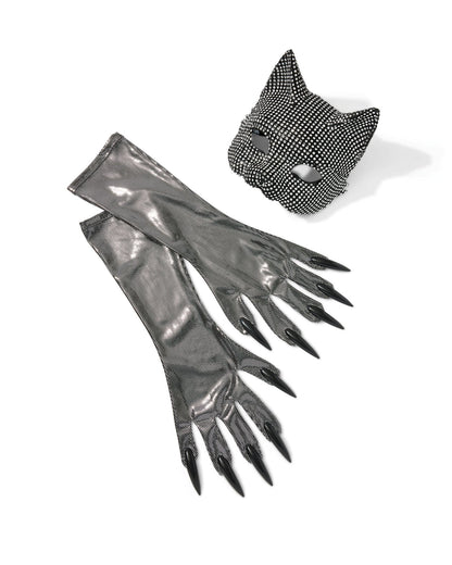 Cat Mask and Gloves Negro